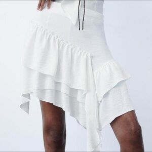 Elegant White Asymmetrical Women's Skirt